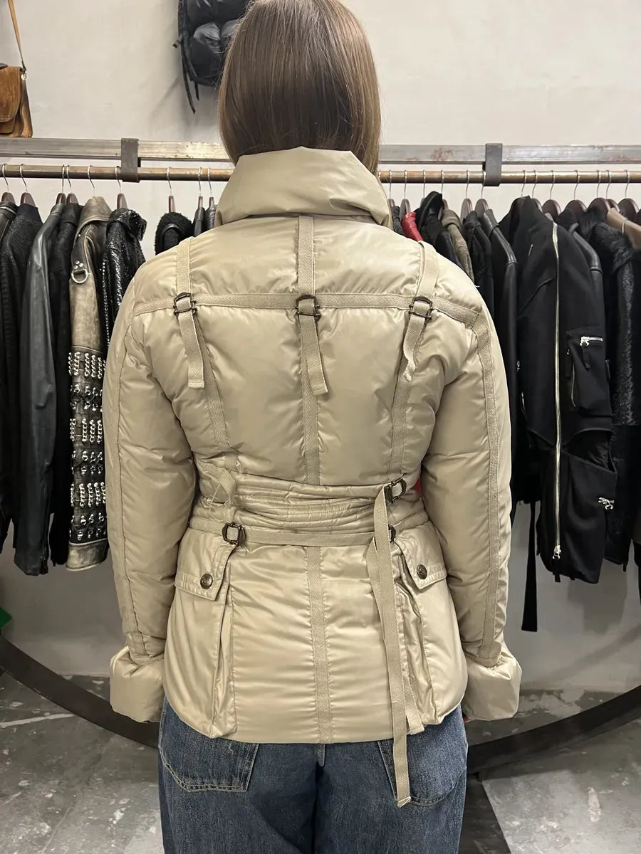 2000s Cavalli Beige Harness Puffer Bondage Jacket rhJlAIu 3