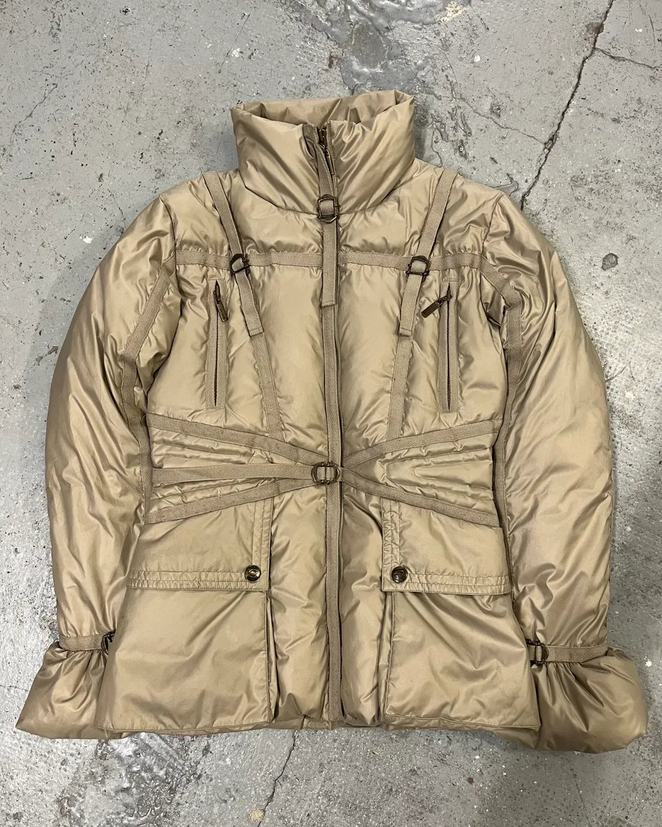 2000s Cavalli Beige Harness Puffer Bondage Jacket (S) rhJlAIu 0