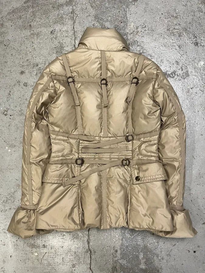 2000s Cavalli Beige Harness Puffer Bondage Jacket (S) rhJlAIu 1