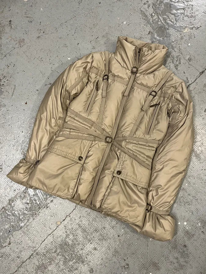 2000s Cavalli Beige Harness Puffer Bondage Jacket (S) rhJlAIu 4