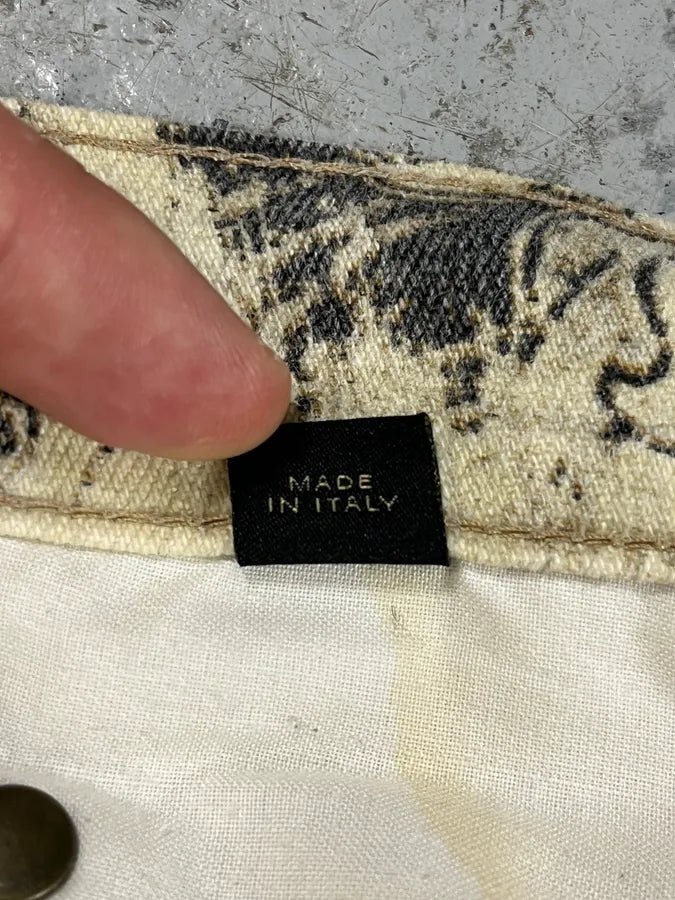 2000s Cavalli Beige Ink Flowers Pants HqLOfko 11