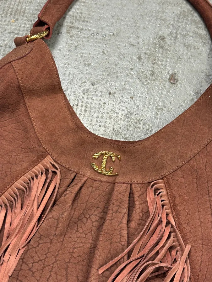 2000s Cavalli Beige Leather Fringe Handle Bag HnWJxdA 4