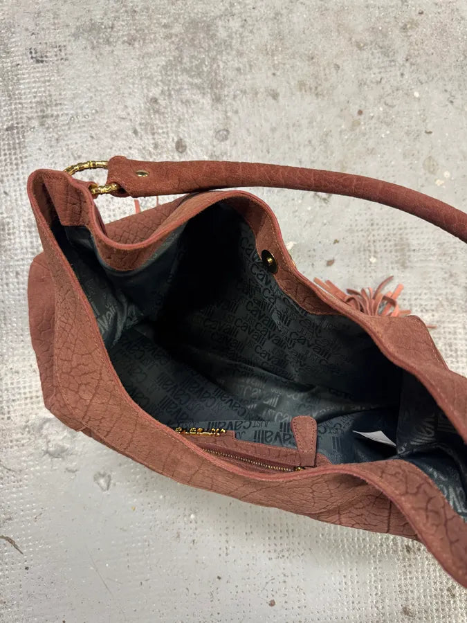 2000s Cavalli Beige Leather Fringe Handle Bag HnWJxdA 6