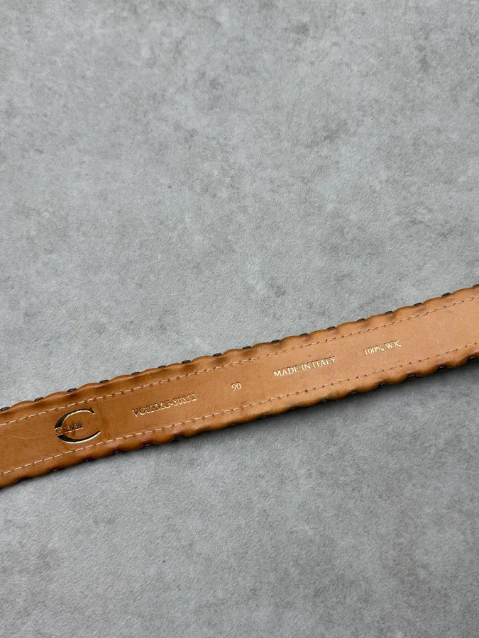 2000s Cavalli Hybrid Beige Suede Leather Snake Belt cropCCv 6