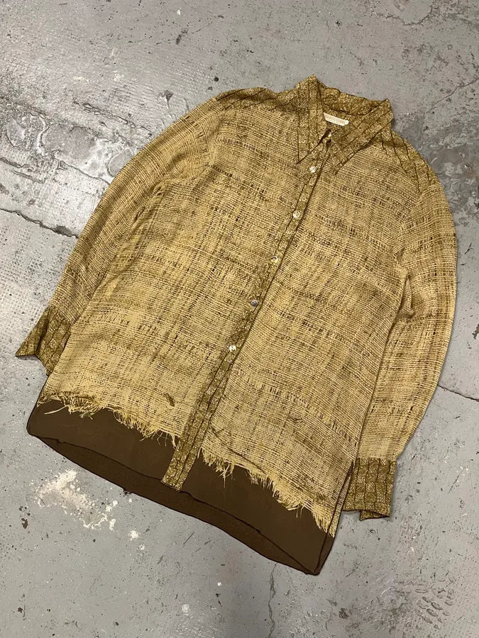 2000s Cavalli Beige Light Contemporary Summer Shirt dqMiNPl 3