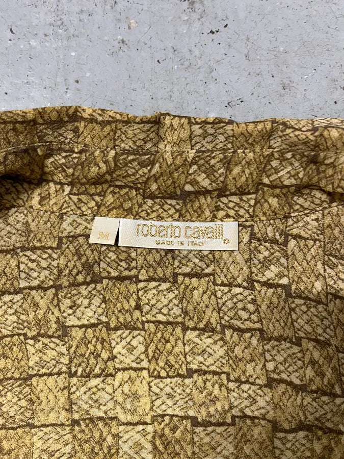 2000s Cavalli Beige Light Contemporary Summer Shirt dqMiNPl 6