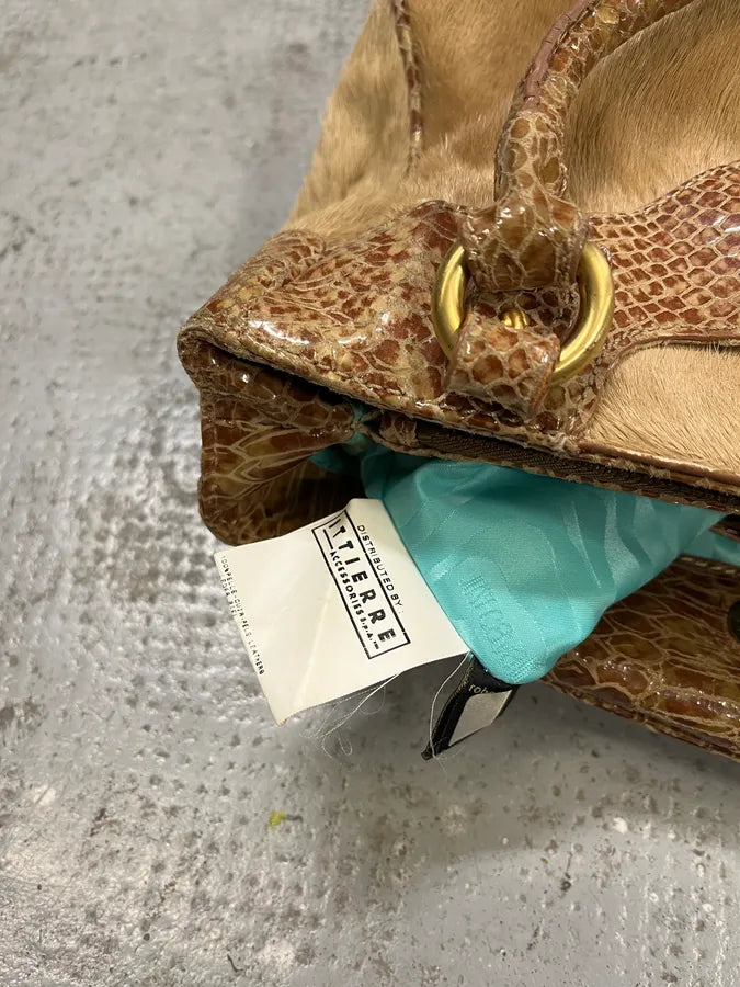 2000s Cavalli Beige Pony Hair Leather Handle Bag QZDgzHB 10