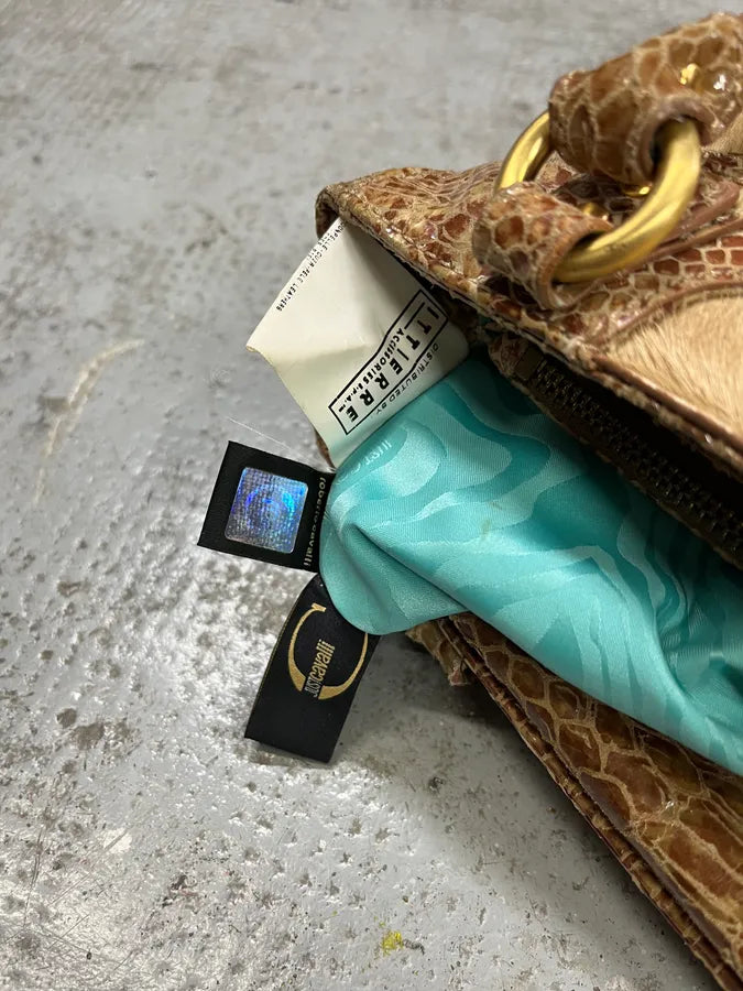 2000s Cavalli Beige Pony Hair Leather Handle Bag QZDgzHB 11