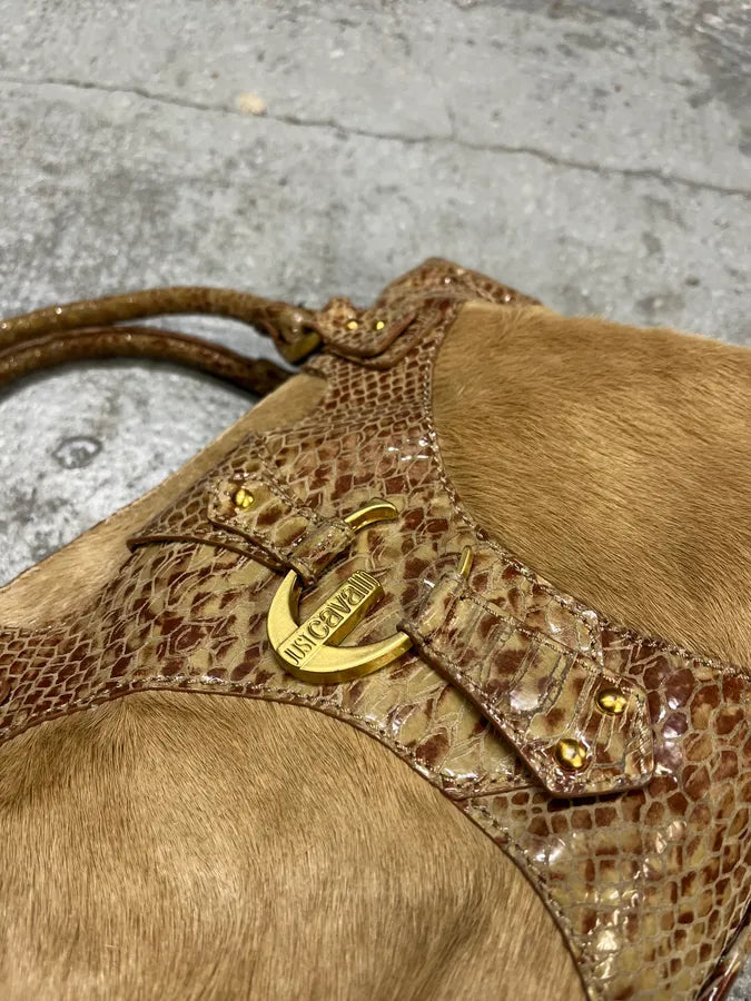 2000s Cavalli Beige Pony Hair Leather Handle Bag QZDgzHB 3
