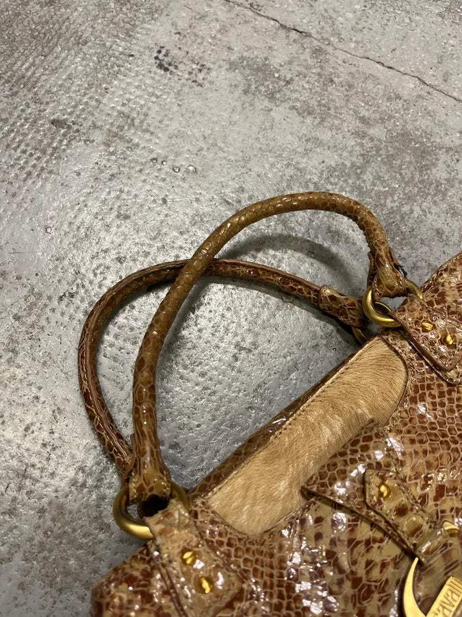 2000s Cavalli Beige Pony Hair Leather Handle Bag QZDgzHB 5