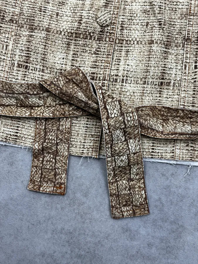 2000s Roberto Cavalli Beige Trompe l’Oeil Canvas Belted Vest GPLyiER 11