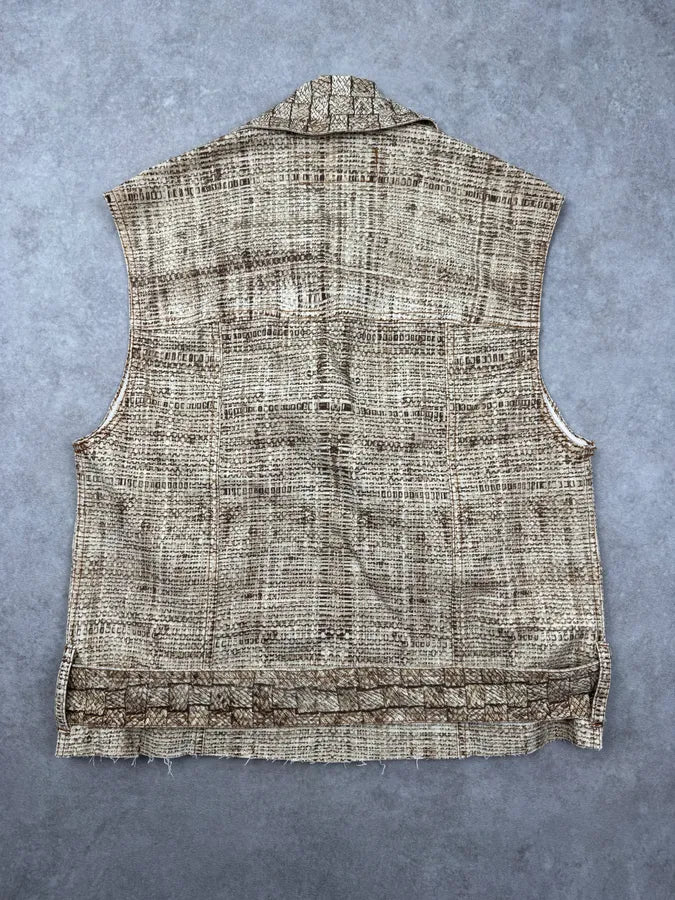 2000s Roberto Cavalli Beige Trompe l’Oeil Canvas Belted Vest GPLyiER 5