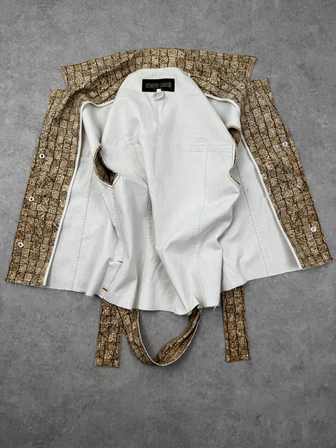 2000s Roberto Cavalli Beige Trompe l’Oeil Canvas Belted Vest GPLyiER 8