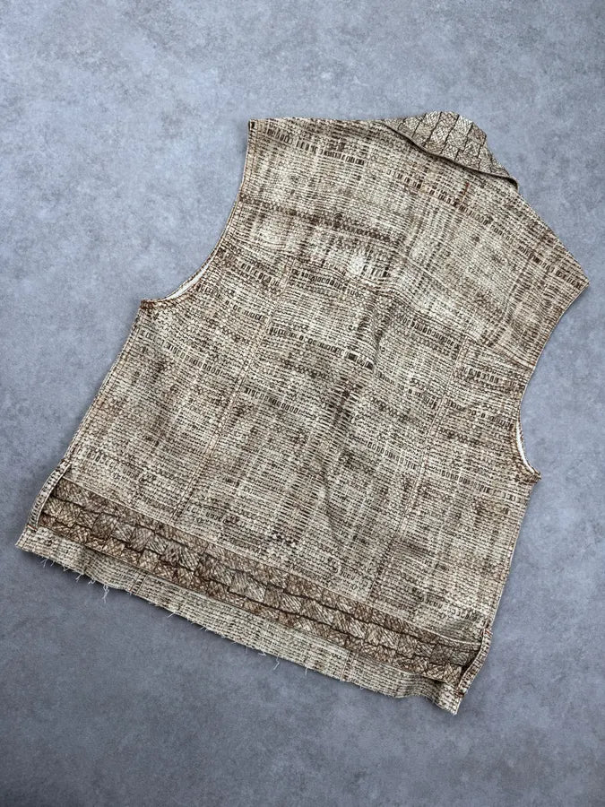 2000s Roberto Cavalli Beige Trompe l’Oeil Canvas Belted Vest GPLyiER 6