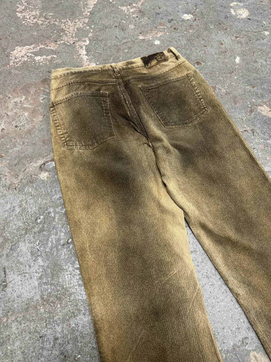2000s Cavalli Beige Waxed Velvet Pants (S) 10