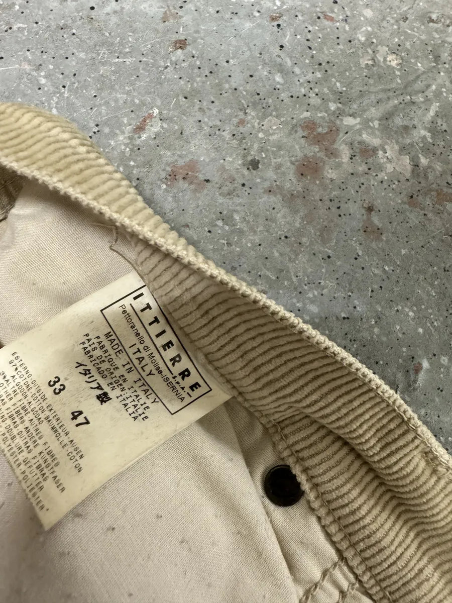 2000s Cavalli Beige Waxed Velvet Pants (S) 11