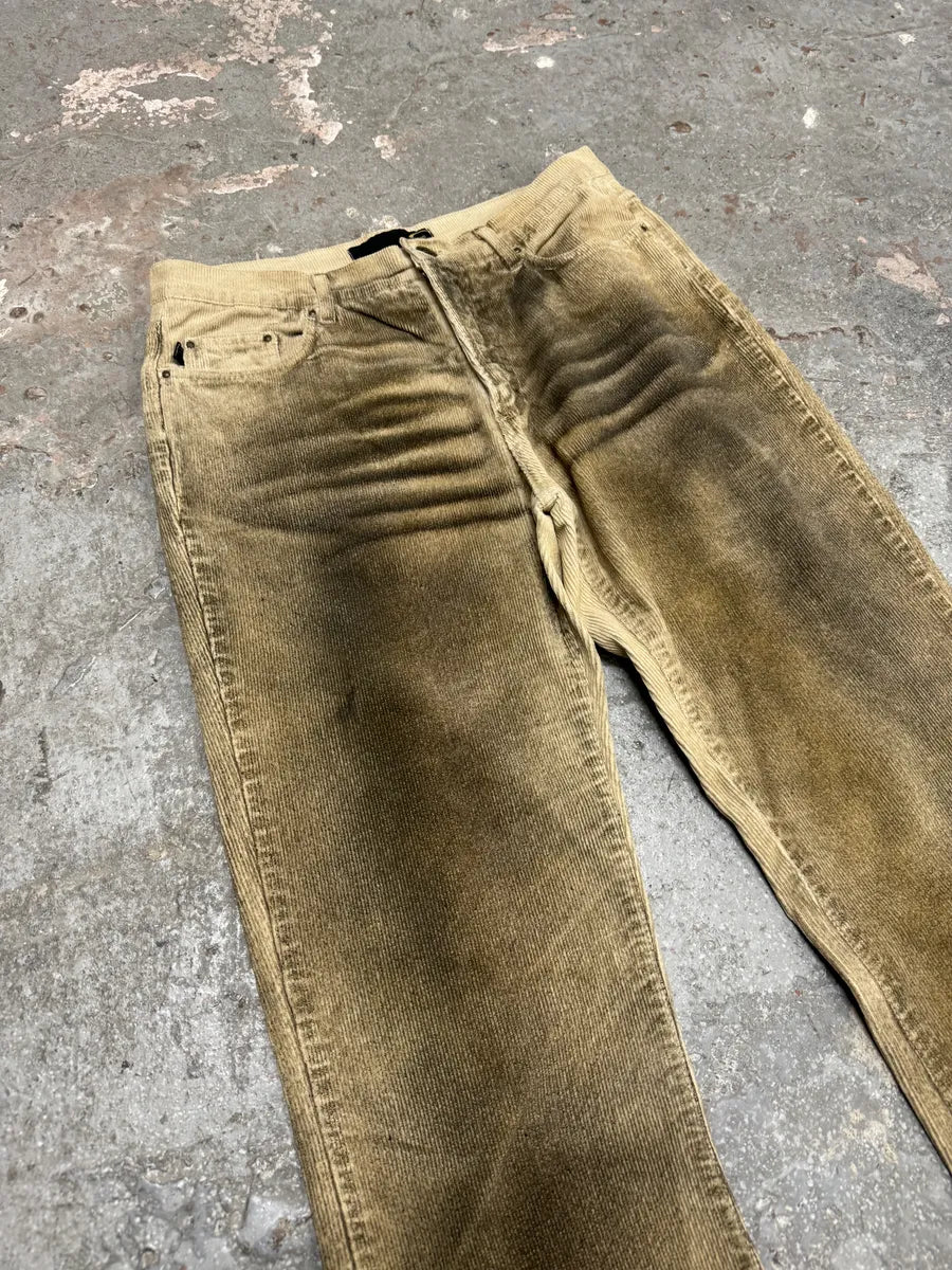 2000s Cavalli Beige Waxed Velvet Pants (S) 6