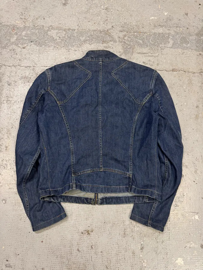 2000s Cavalli Biker Denim Jacket PztZNbH 3