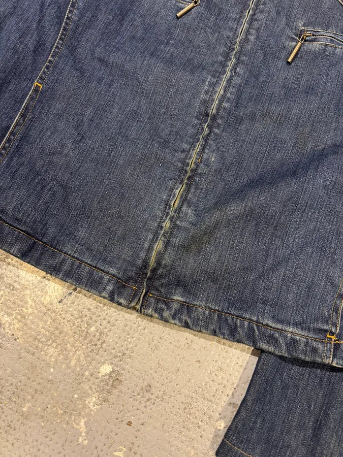 2000s Cavalli Biker Denim Jacket PztZNbH 5