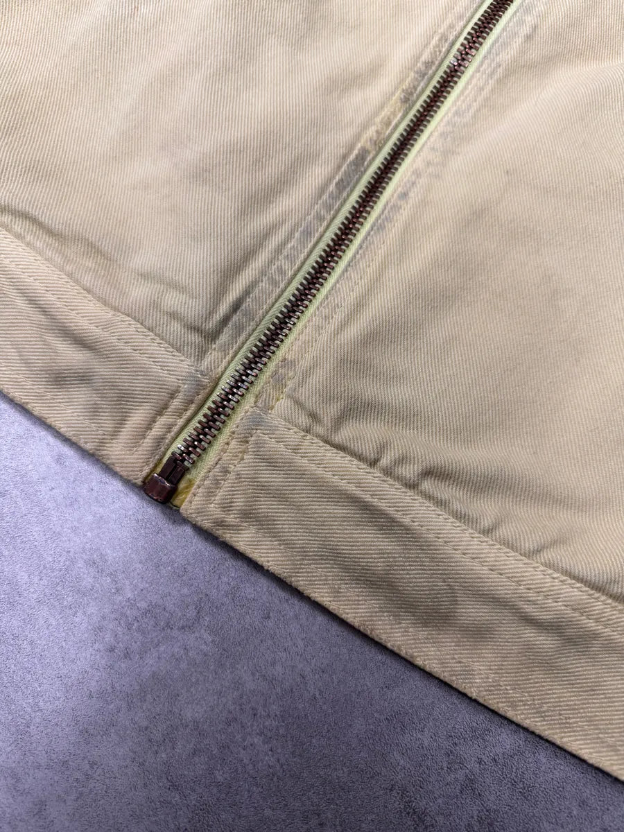 2000s Cavalli Biker Reinforced Beige Denim Jacket pYpHMfO 4