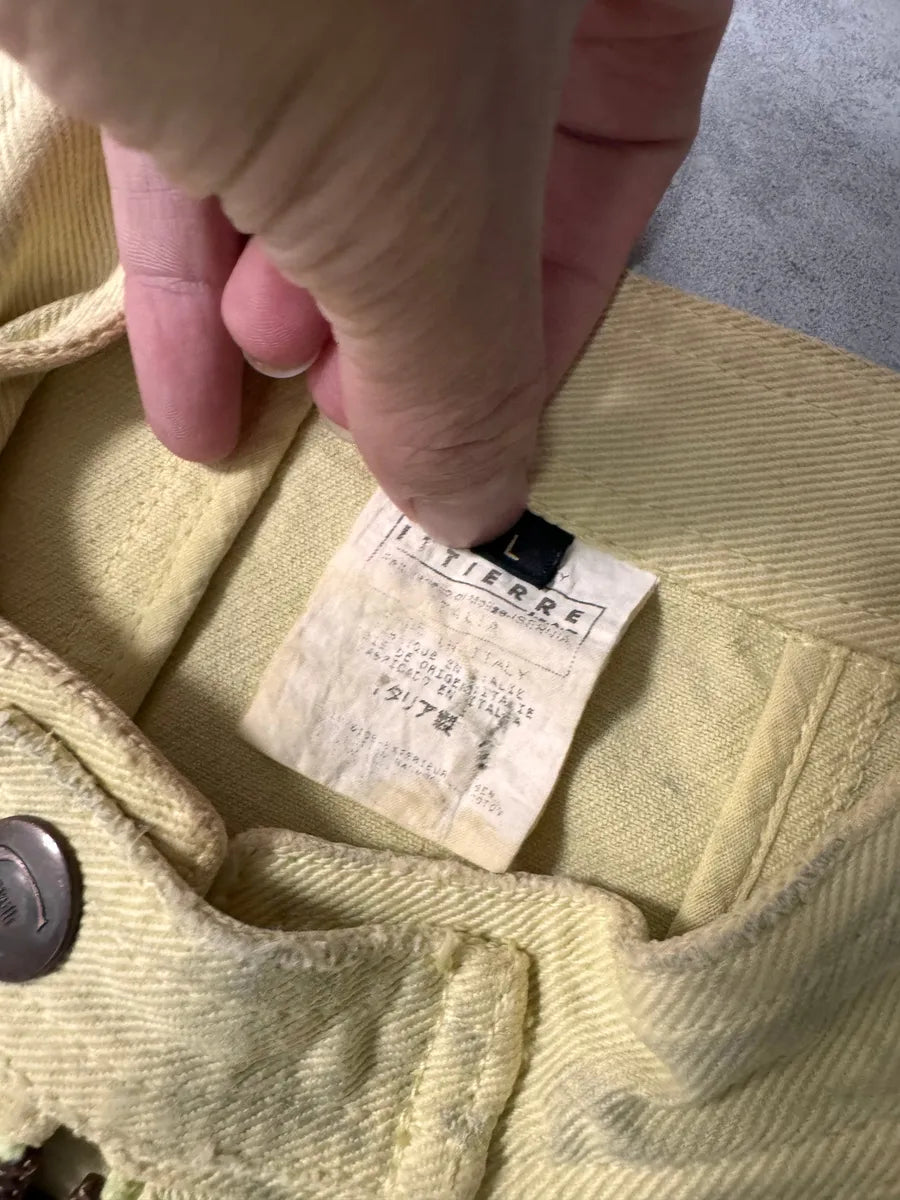 2000s Cavalli Biker Reinforced Beige Denim Jacket pYpHMfO 6