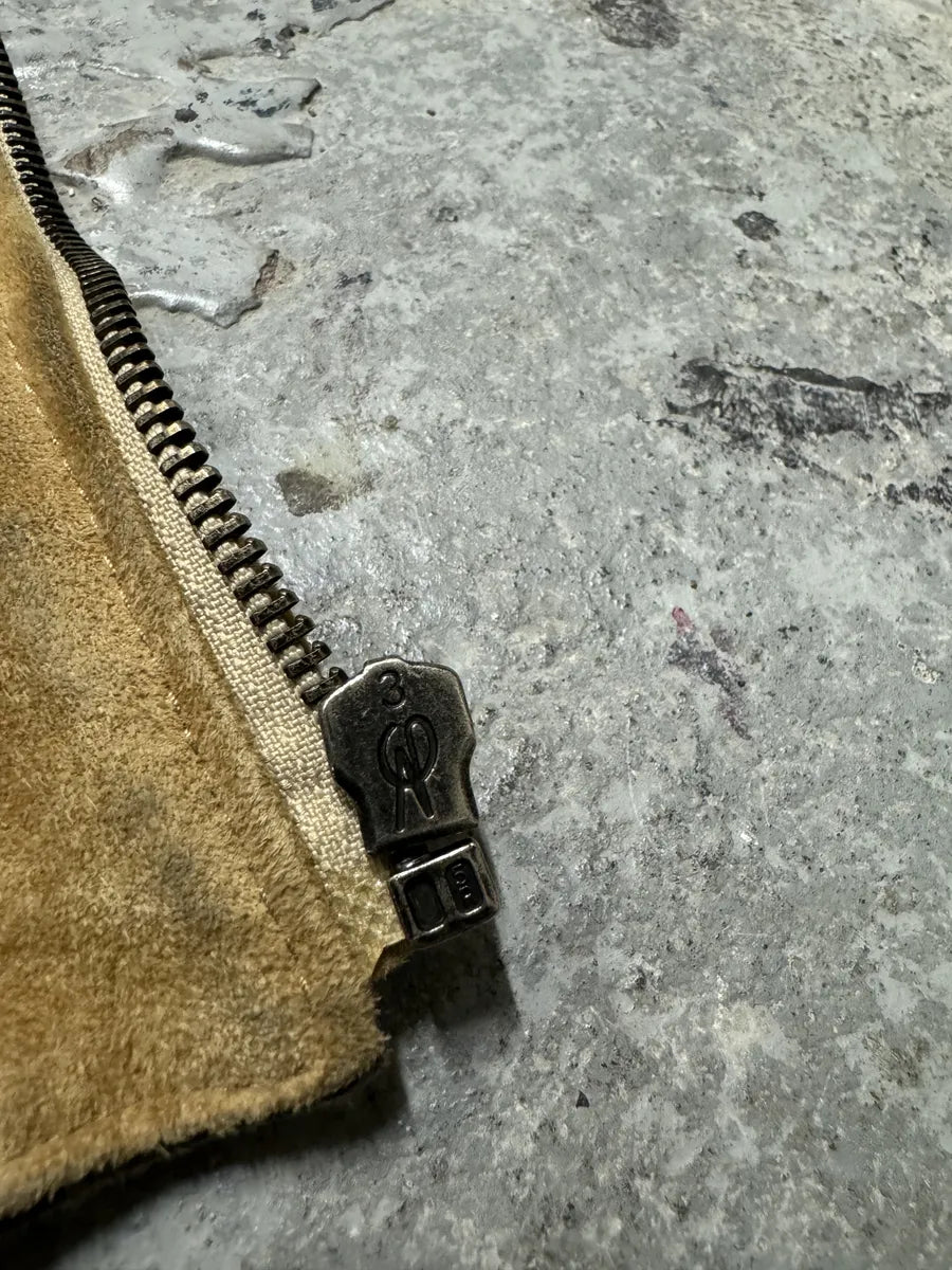 2000s Cavalli Biker Suede Camel Brown Leather Embroidered Jacke (XS) 7