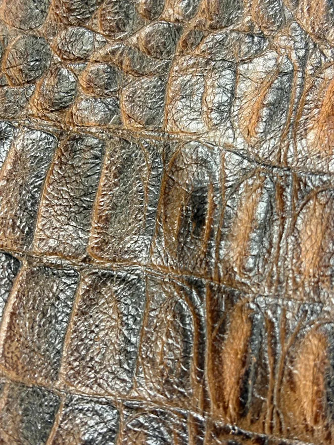 2000s Cavalli Black & Brown Crocodile Effect Embossed Leather Shirt Yxyywyz 6