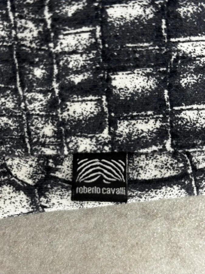 2000s Roberto Cavalli Black & White Crocodile Effect T-Shirt GujxNtB 8