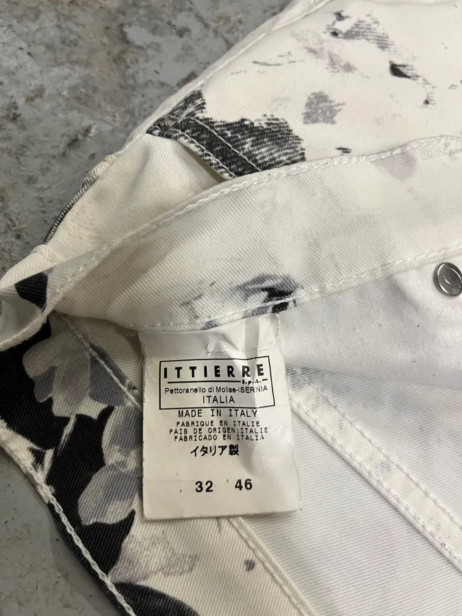 2000s Cavalli Black & White Floral Faded Paint Pants RtTXVQl 8