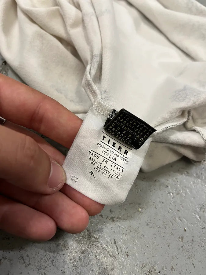 2000s Cavalli Black & White Floral Faded Paint T-Shirt (S) pENYYHn 7