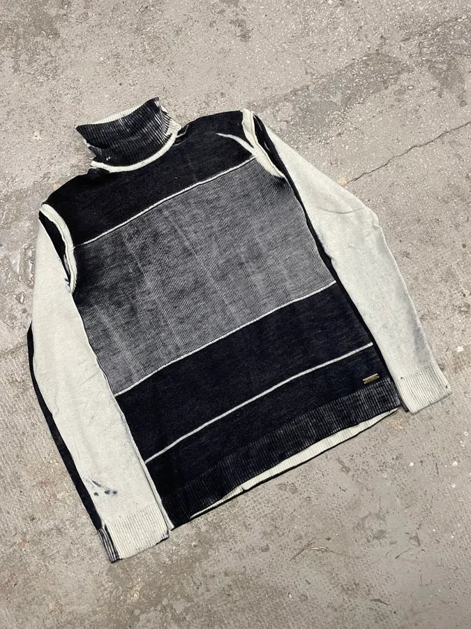 2000s Cavalli Black & White Irregular Effect Turtleneck (S) XvjMNit 3