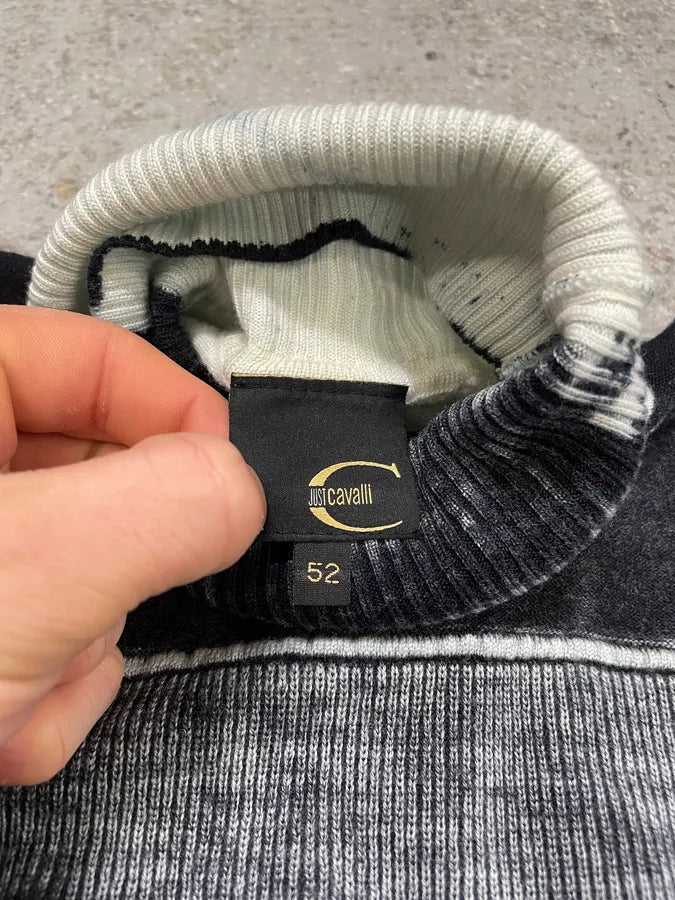 2000s Cavalli Black & White Irregular Effect Turtleneck (S) XvjMNit 8