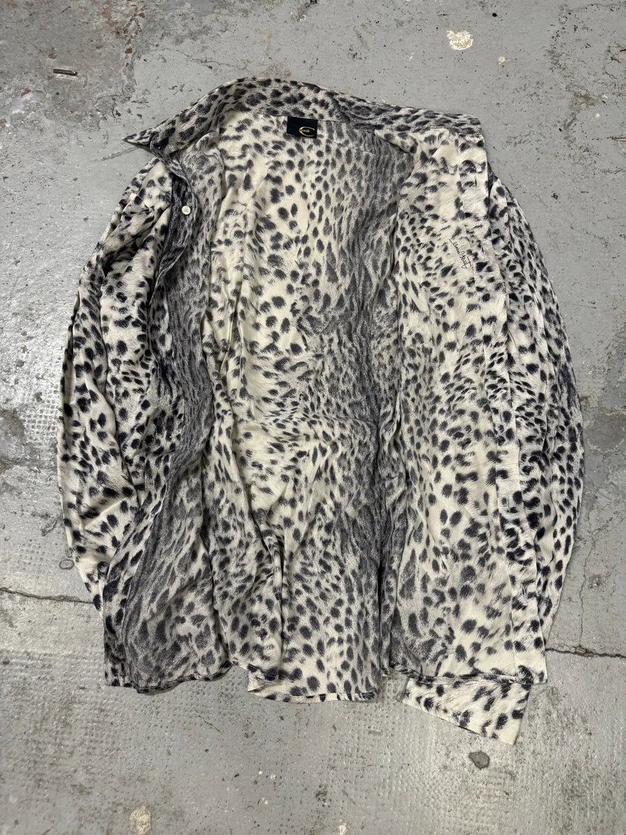 2000s Cavalli Black & White Leopard Print Shirt VEjeOzk 4