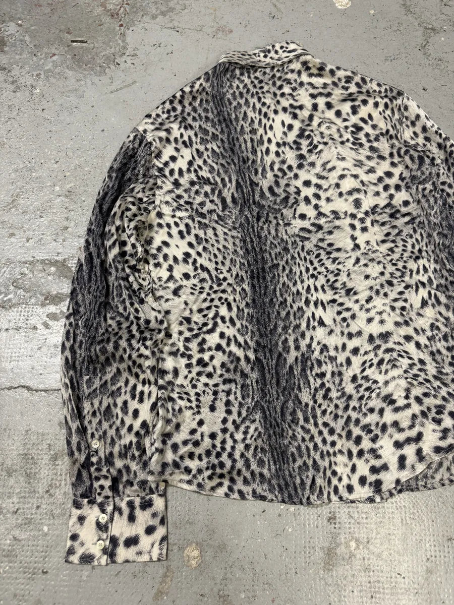 2000s Cavalli Black & White Leopard Print Shirt VEjeOzk 6