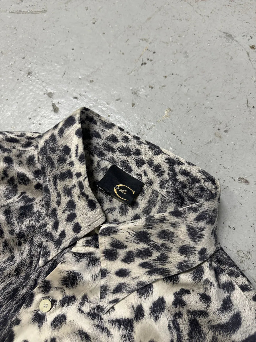 2000s Cavalli Black & White Leopard Print Shirt VEjeOzk 7