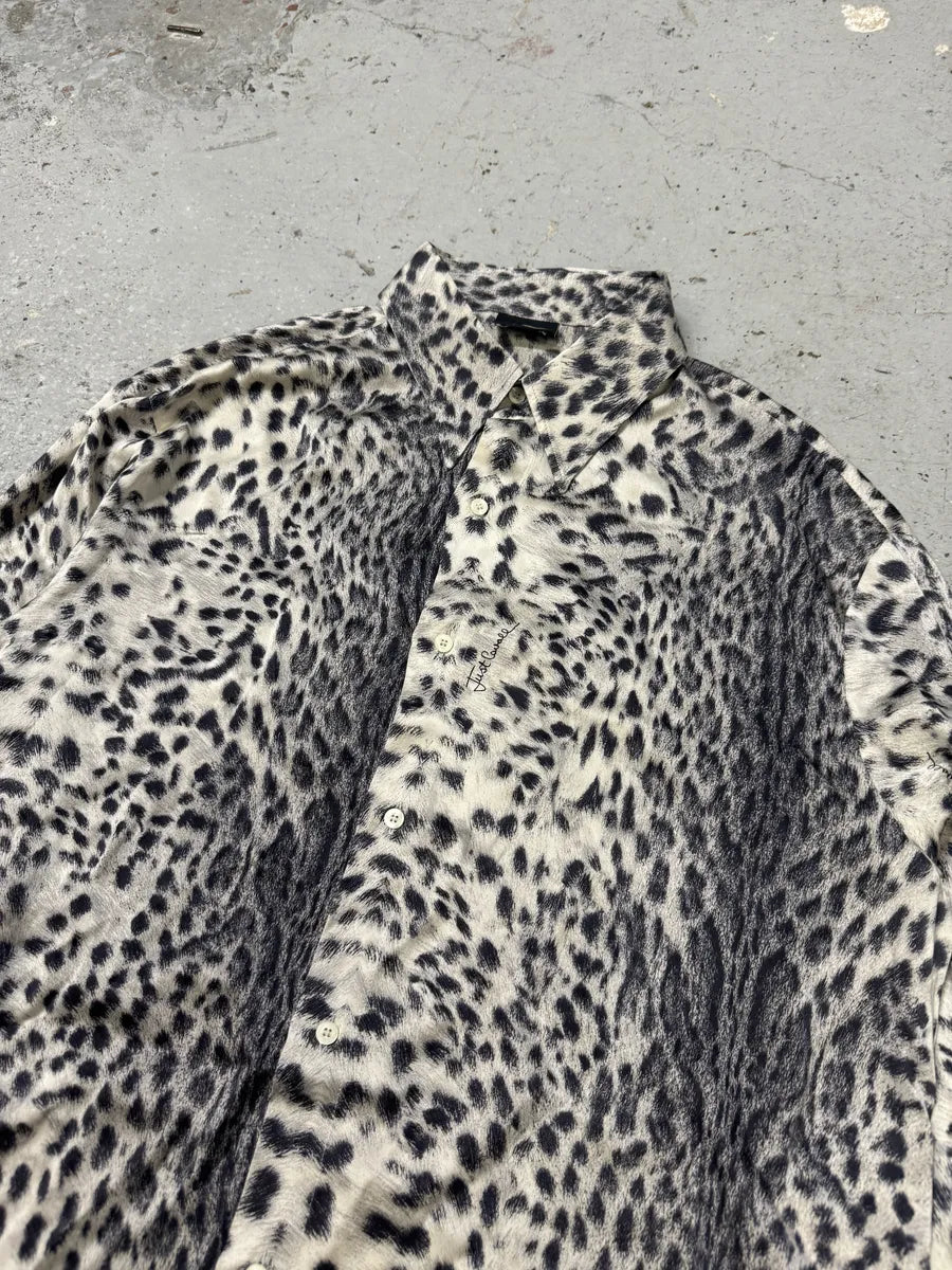 2000s Cavalli Black & White Leopard Print Shirt VEjeOzk 8