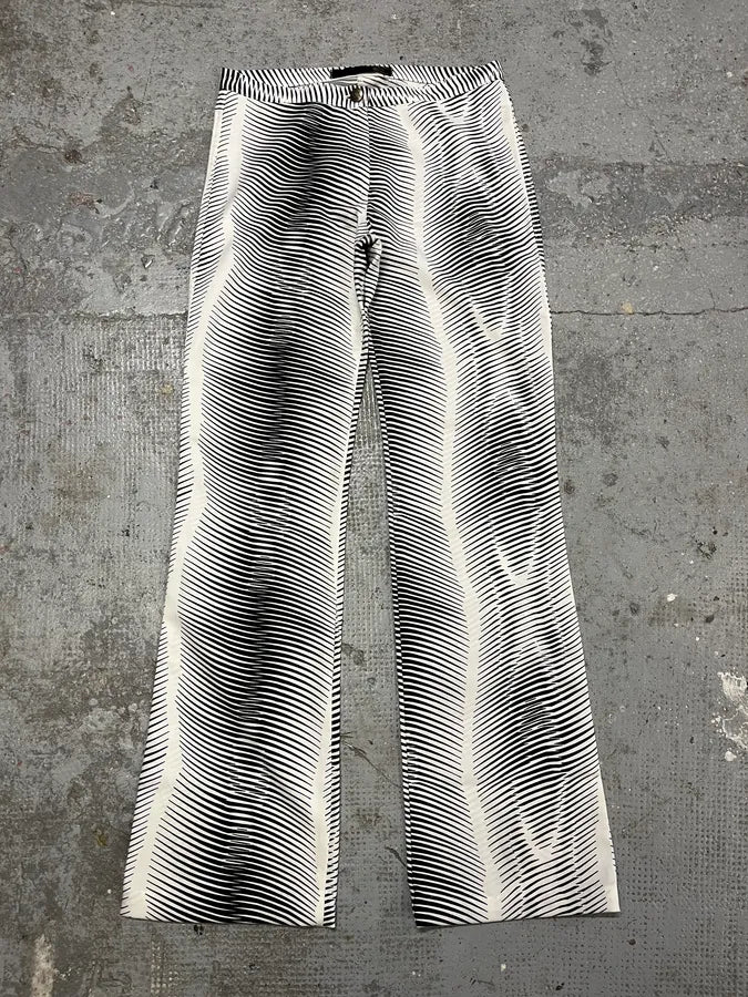 2000s Cavalli Black & White Lines Pants (S) kbzQqxw 2