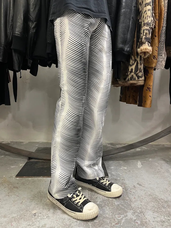 2000s Cavalli Black & White Lines Pants (S) kbzQqxw 3