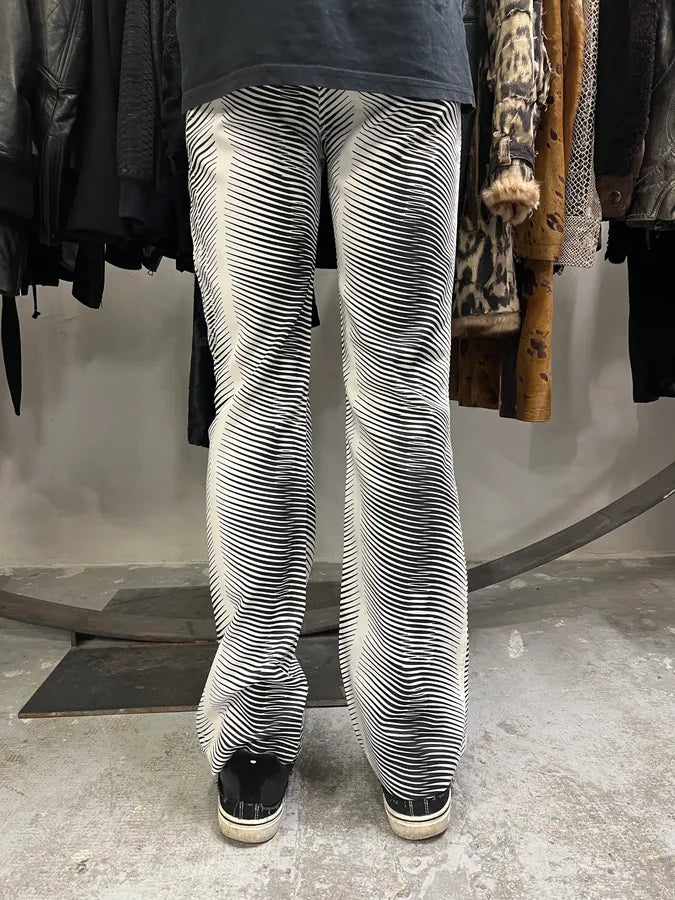 2000s Cavalli Black & White Lines Pants (S) kbzQqxw 4