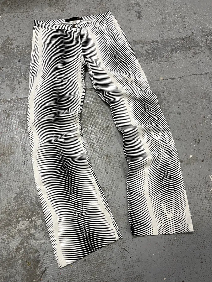 2000s Cavalli Black & White Lines Pants (S) kbzQqxw 5