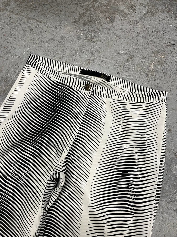 2000s Cavalli Black & White Lines Pants (S) kbzQqxw 6