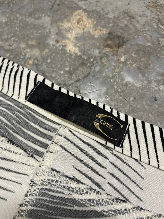 2000s Cavalli Black & White Lines Pants (S) kbzQqxw 9