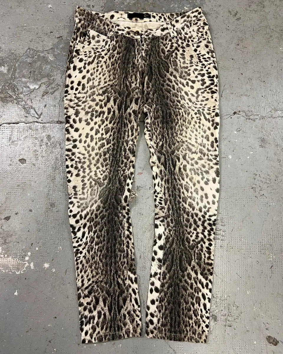 2000s Cavalli Black & White Panther Pants (L) 0