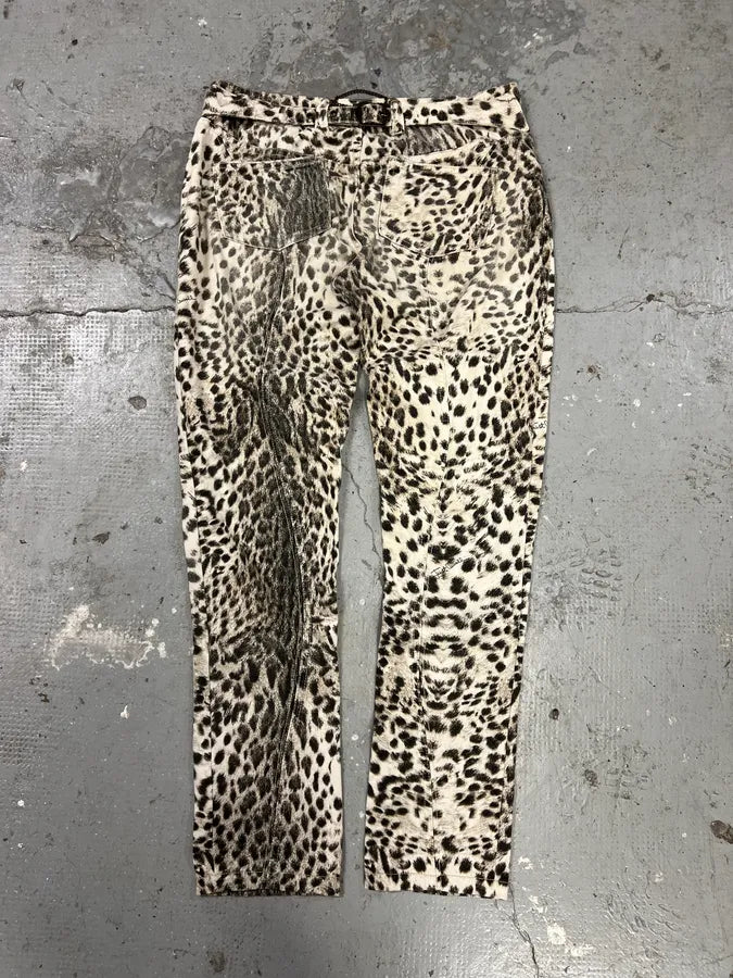 2000s Cavalli Black & White Panther Pants (L) 1