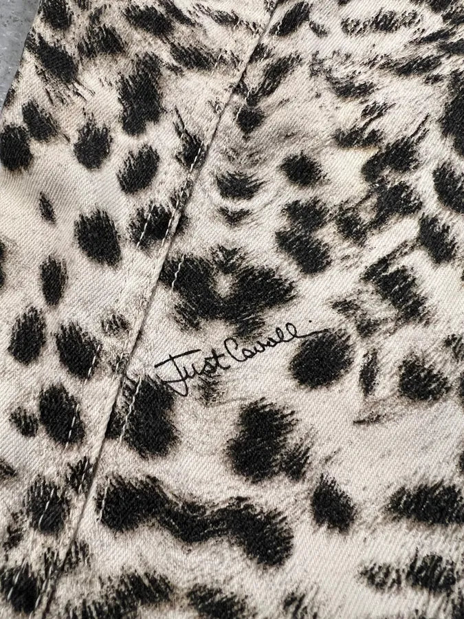 2000s Cavalli Black & White Panther Pants (L) 4