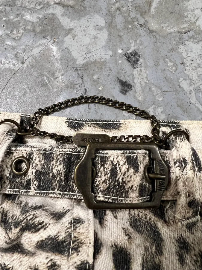 2000s Cavalli Black & White Panther Pants (L) 5