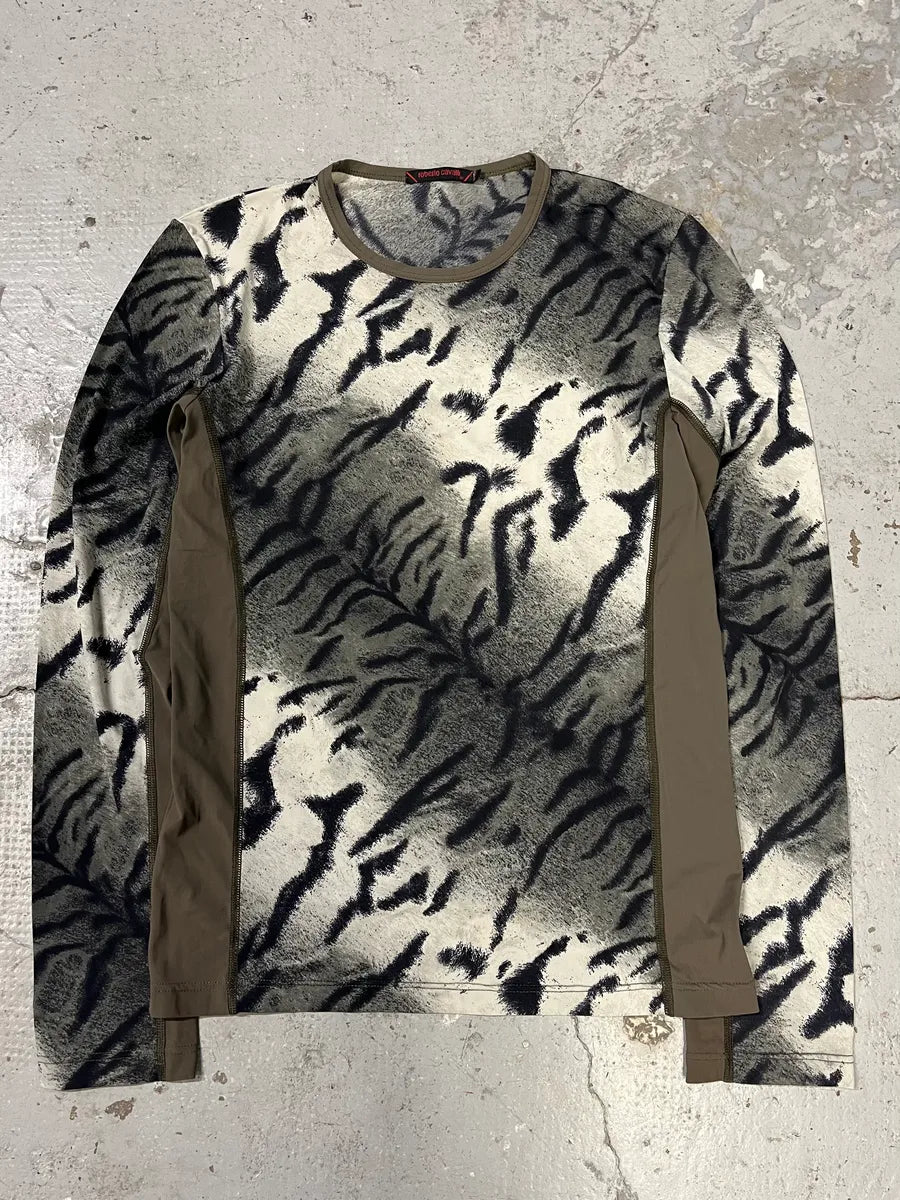 2000s Cavalli Black & White Safari Longsleeves (S) zyvTYOH 0