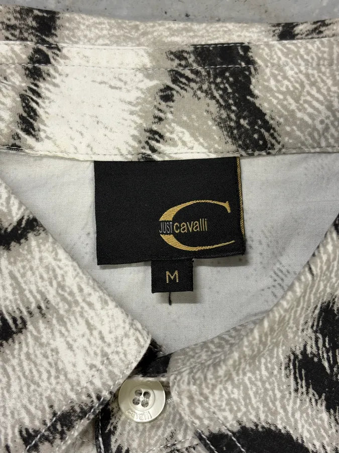 2000s Cavalli Black & White Safari Savage Zebra Short Sleeves Shirt UVkKshC 6