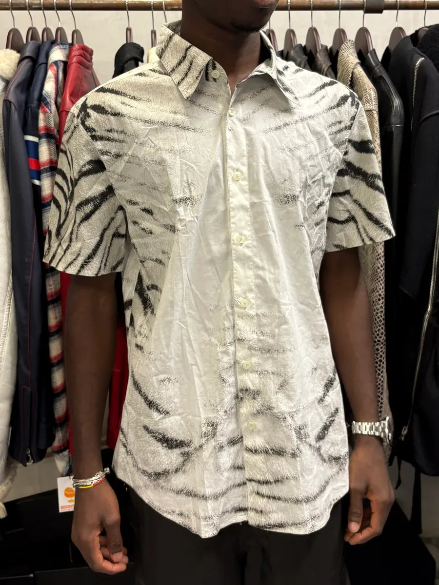 2000s Cavalli Black & White Safari Savage Zebra Short Sleeves Shirt UVkKshC 1