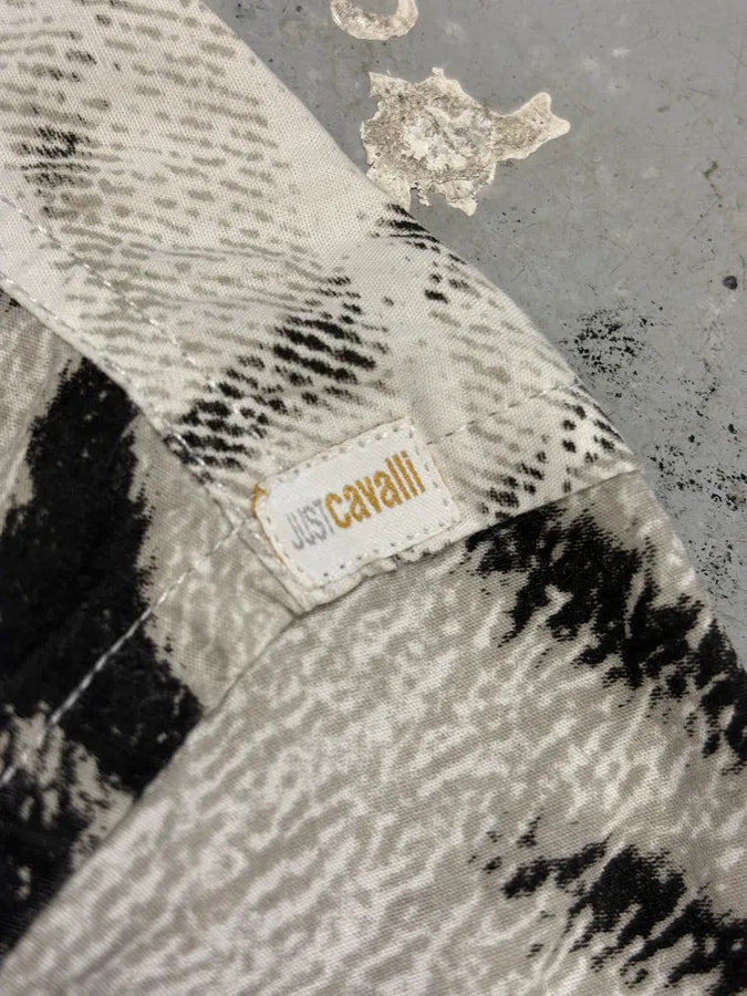 2000s Cavalli Black & White Safari Savage Zebra Short Sleeves Shirt UVkKshC 8